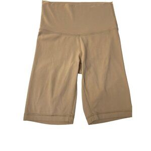 TNA Women’s High Rise Biker Shorts XS Tan 9” Inch High Waist Nylon Aritzia